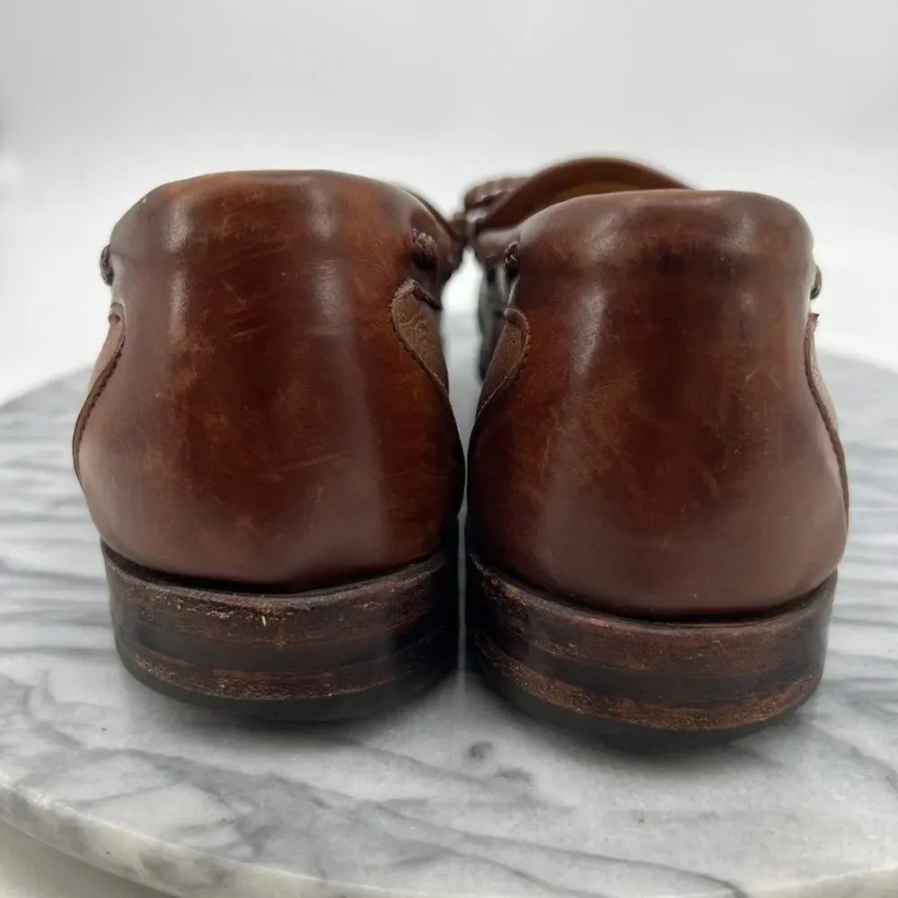 Allen Edmonds Mens 9 Loafers Brown Leather Nottingham Flap Slip On Shoes